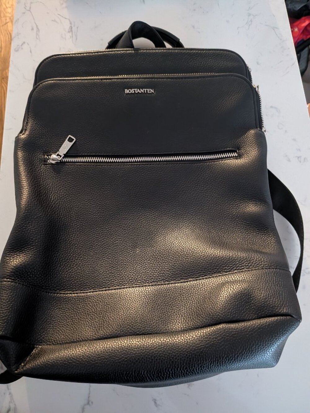 Women's Black Leather Laptop Backpack - 15.6"